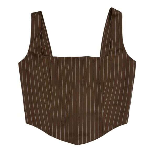 PEPPERMAYO Talula Pinstripe Bustier Sz 2 Chocolate White - Picture 4 of 7